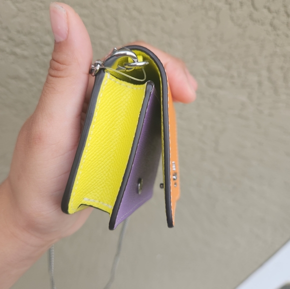 NWT Coach Brown Mini Wallet on a Chain in Colorblock - Picture 12 of 16